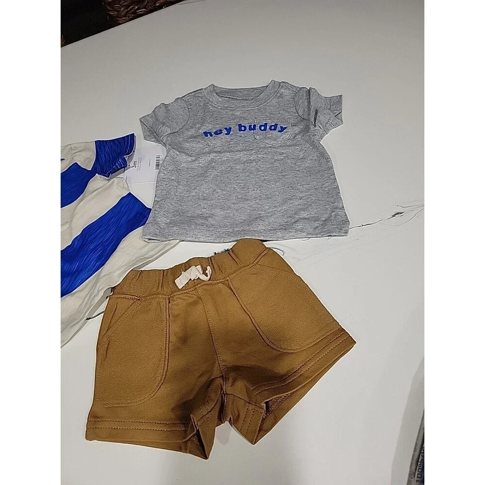 Carter's Infant/Toddler Boys 3-Piece Short Sleeve Romper and Shorts Playwear Set